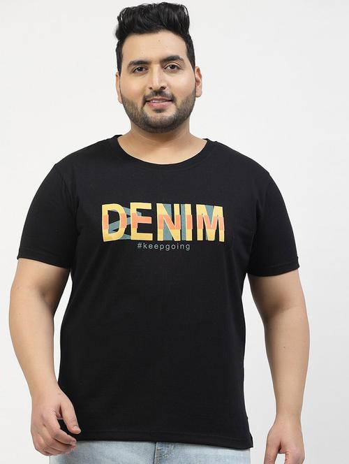 men chest print round neck plus t-shirt - 21675460 - Very Small Image - 1