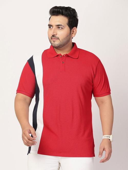 men color block plus size polo t-shirt - 21675499 - Very Small Image - 1