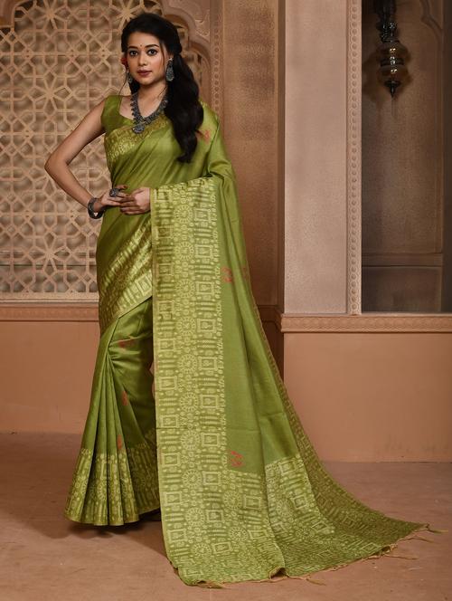 women green warli printed saree with blouse - 21675725 - Very Small Image - 1