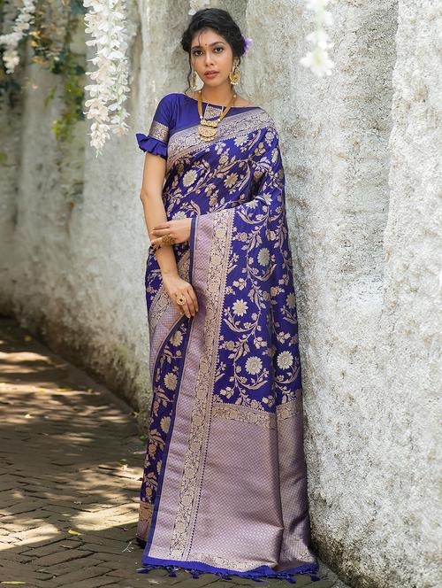 women self design banarasi saree with blouse - 21675754 - Very Small Image - 1