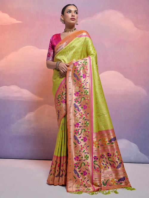 women self design paithani saree with blouse - 21675803 - Very Small Image - 1