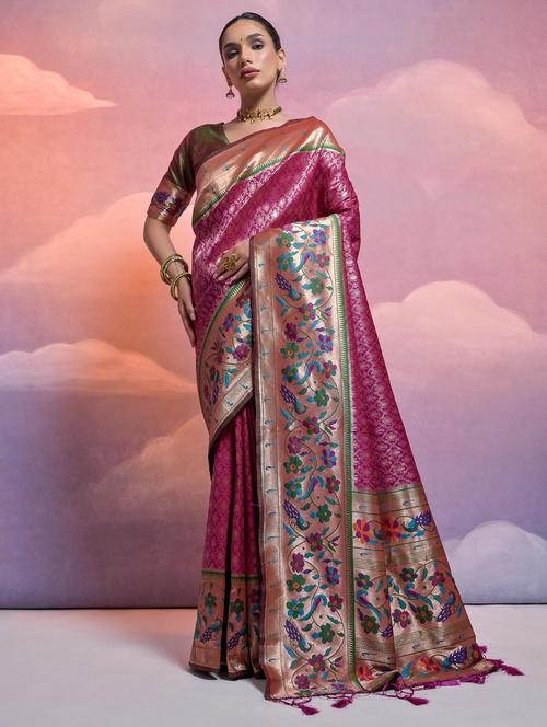 women self design paithani saree with blouse - 21675810 - Very Small Image - 1