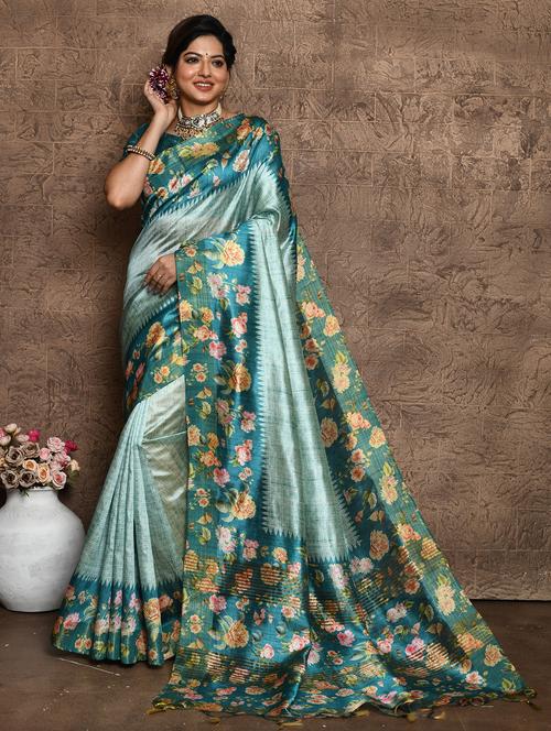 women floral printed saree with blouse - 21675813 - Very Small Image - 1