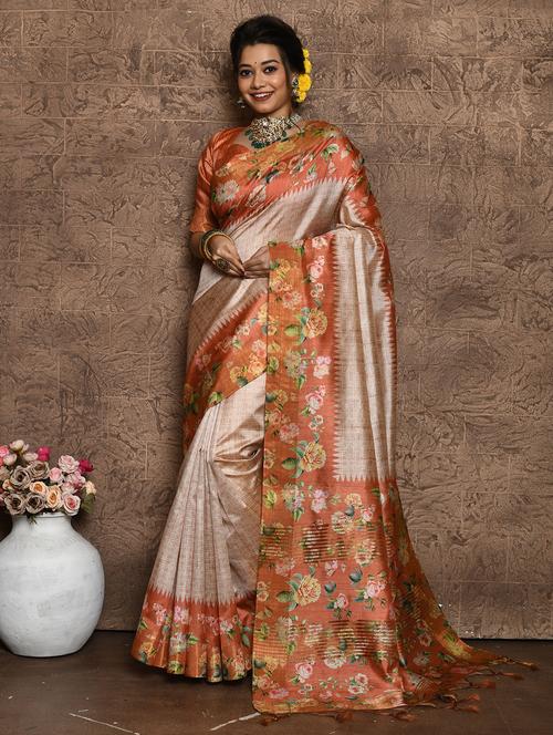 women floral printed saree with blouse - 21675814 - Very Small Image - 1