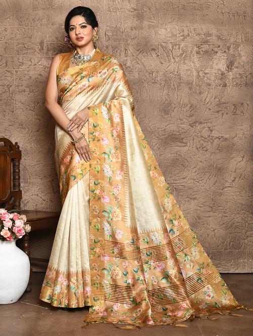 women floral printed saree with blouse - 21675816 - Very Small Image - 1