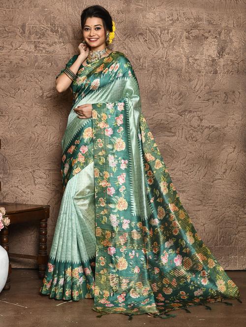 women floral printed saree with blouse - 21675817 - Very Small Image - 1