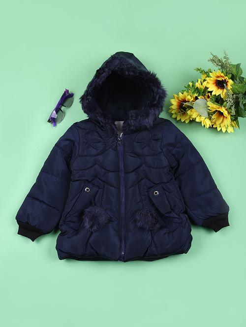 girls navy blue long sleeve quilted jacket - 21676255 - Very Small Image - 1