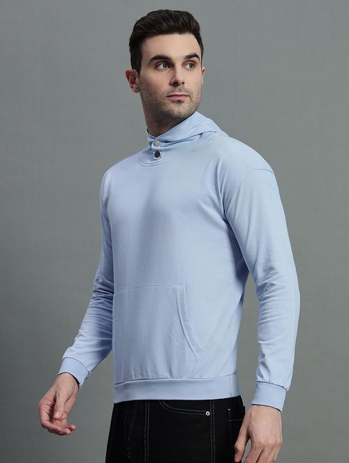 men solid long sleeve hooded sweatshirt - 21676956 - Very Small Image - 1