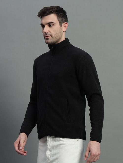 men black solid fleece plain sweatshirt - 21676962 - Very Small Image - 1