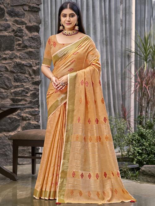women self design handloom saree with blouse - 21677177 - Very Small Image - 1