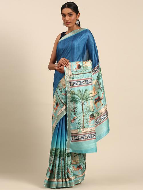 women printed casual wear saree with blouse - 21677208 - Very Small Image - 1
