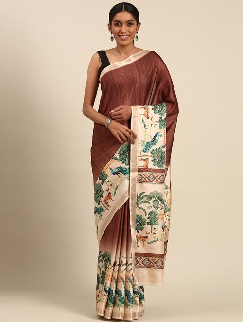 women printed casual wear saree with blouse - 21677215 - Very Small Image - 1