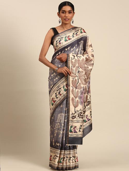women warli printed casual wear saree with blouse - 21677245 - Very Small Image - 1