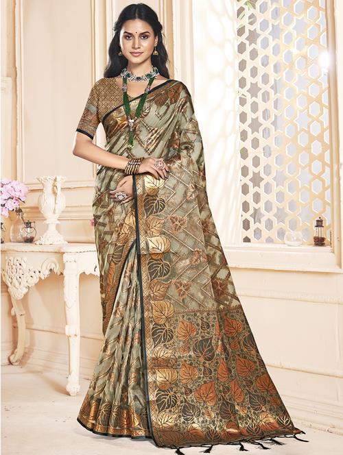 women self design chanderi saree with blouse - 21677270 - Very Small Image - 1