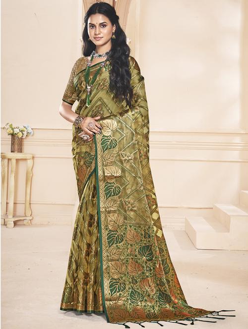 women self design chanderi saree with blouse - 21677275 - Very Small Image - 1