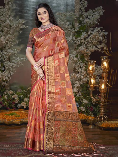 women self design chanderi saree with blouse - 21677295 - Very Small Image - 1