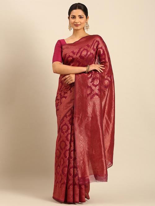 women self design banarasi saree with blouse - 21677338 - Very Small Image - 1