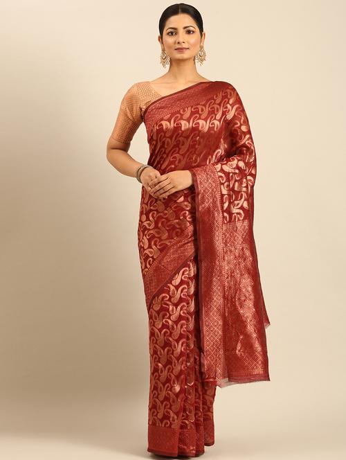 women self design banarasi saree with blouse - 21677345 - Very Small Image - 1