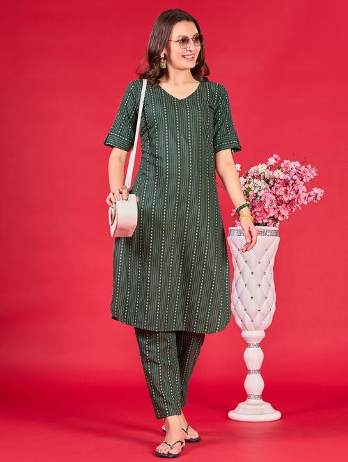 women striped short sleeve kurta pant set - 21677453 - Very Small Image - 1
