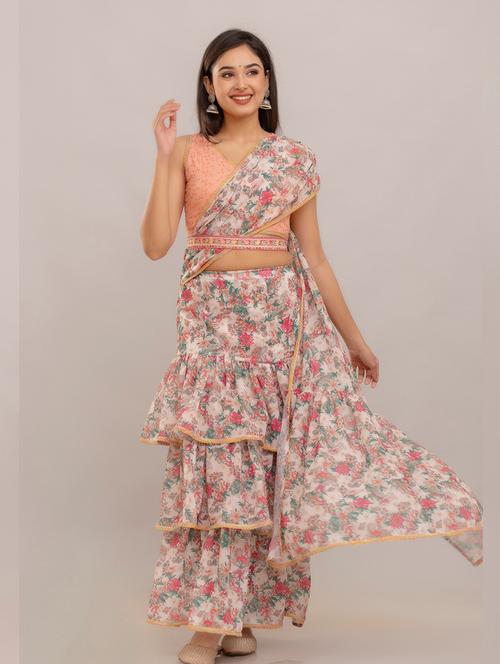 women floral ready to wear saree - 21677458 - Very Small Image - 1