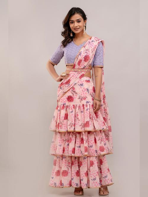 women floral ready to wear saree - 21677464 - Very Small Image - 1
