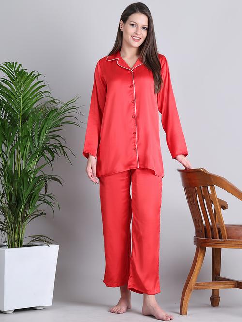 women solid nightwear pyjama set - 21677811 - Very Small Image - 1