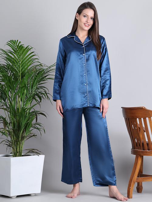 women solid nightwear pyjama set - 21677812 - Very Small Image - 1