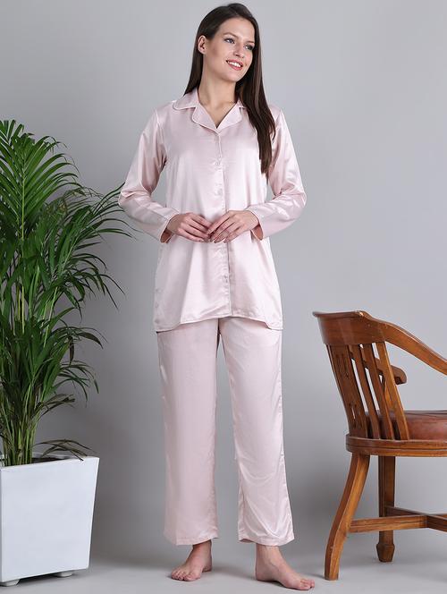 women solid nightwear pyjama set - 21677815 - Very Small Image - 1