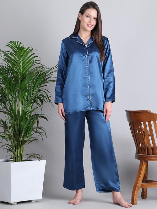 women solid nightwear pyjama set - 21677818 - Very Small Image - 1