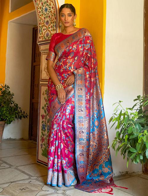 women self design chanderi saree with blouse - 21678726 - Very Small Image - 1