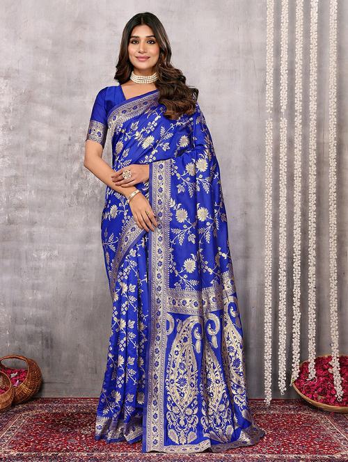 women self design banarasi saree with blouse - 21678747 - Very Small Image - 1