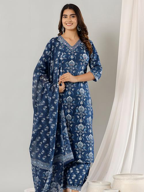 women three quarter sleeve kurta salwar set - 21679081 - Very Small Image - 1