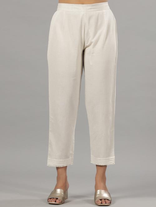 women white solid cigarette pants - 21679298 - Very Small Image - 1