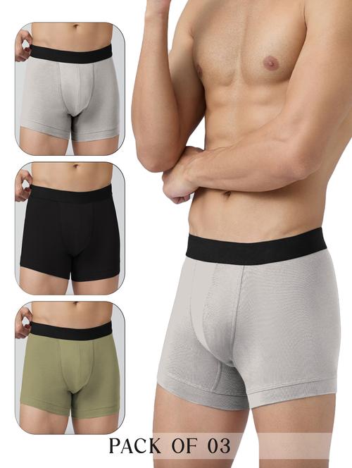 men solid low rise trunks combo - 21680103 - Very Small Image - 1