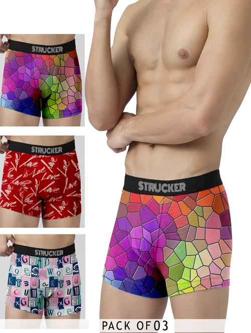 men printed low rise trunks combo - 21680122 - Very Small Image - 1