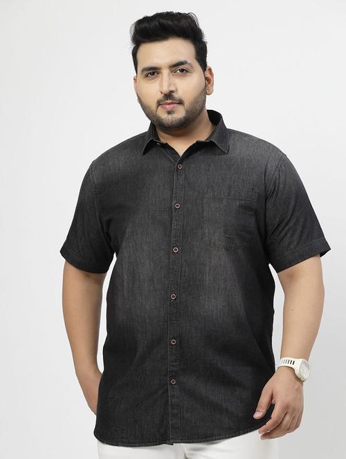 men short sleeves solid casual plus size shirt - 21680293 - Very Small Image - 1
