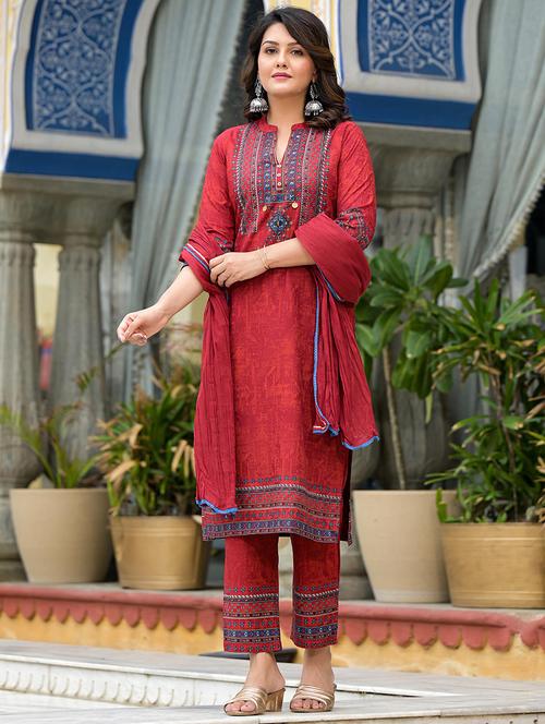 women printed kurta pant set with dupatta - 21680454 - Very Small Image - 1