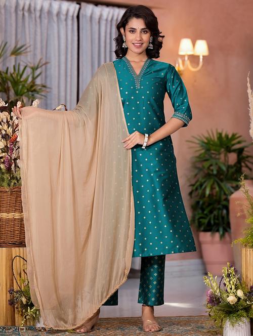 women self design kurta pant set with dupatta - 21680484 - Very Small Image - 1