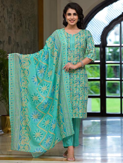 women paisley printed kurta salwar set with dupatta - 21680544 - Very Small Image - 1