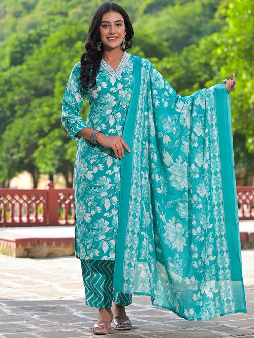 women floral kurta pant set with dupatta - 21680554 - Very Small Image - 1