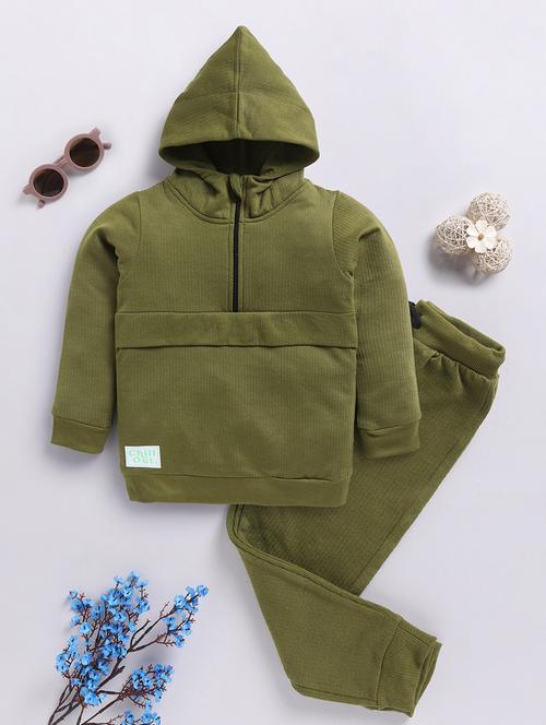 kids solid winter wear full length twin set - 21680652 - Very Small Image - 1