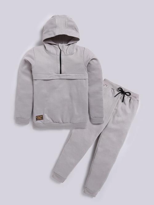 kids solid winter wear full length twin set - 21680654 - Very Small Image - 1