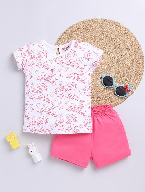 kids printed cotton shorts twin set - 21680715 - Very Small Image - 1