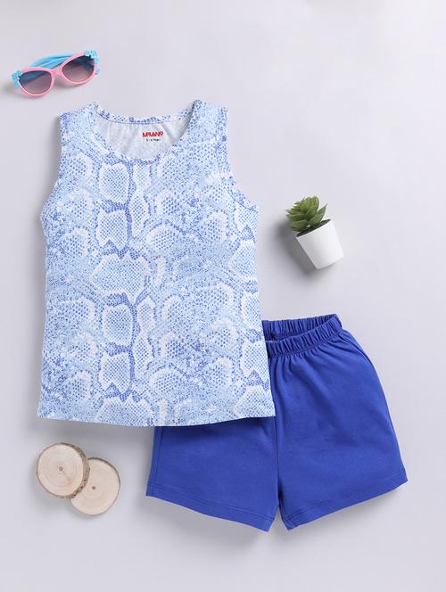 kids printed cotton shorts twin set - 21680722 - Very Small Image - 1