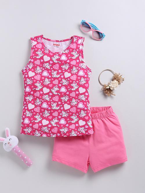 kids printed cotton shorts twin set - 21680724 - Very Small Image - 1