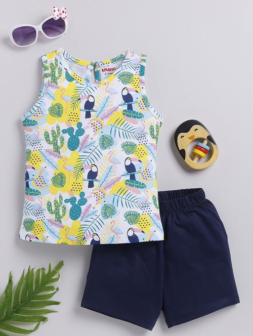 kids printed cotton shorts twin set - 21680725 - Very Small Image - 1
