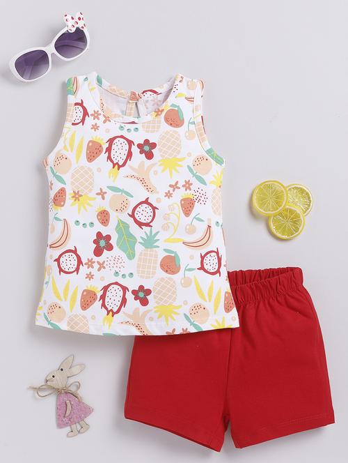 kids printed cotton shorts twin set - 21680726 - Very Small Image - 1
