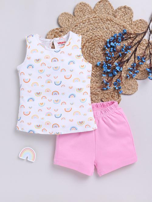 kids printed cotton shorts twin set - 21680727 - Very Small Image - 1