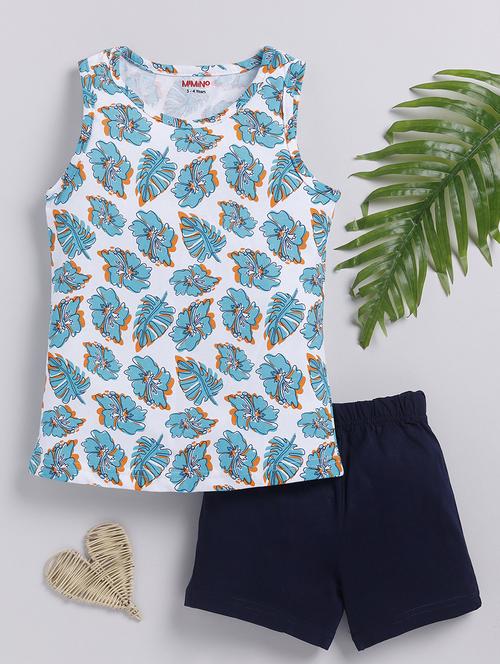 kids printed cotton shorts twin set - 21680735 - Very Small Image - 1
