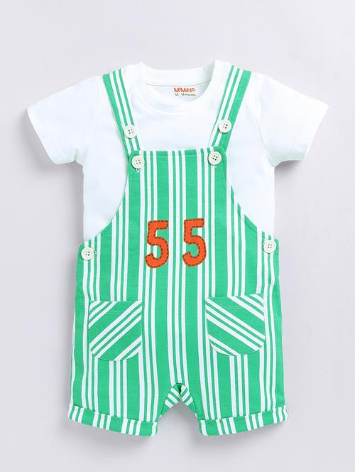 kids striped adjustable strap dungaree - 21680796 - Very Small Image - 1